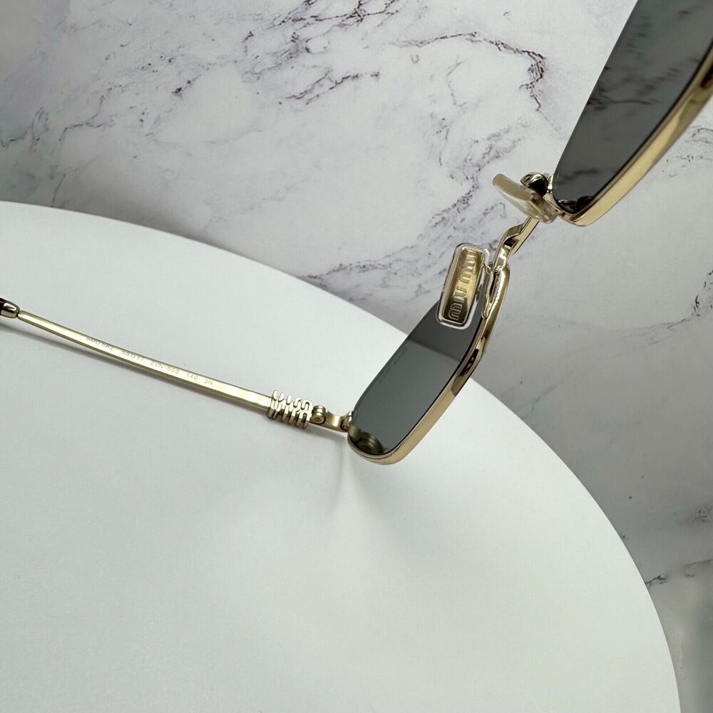 New MIU MIU Runway Hexagon Geometric Gold Metal S… - image 15